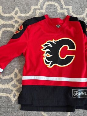 NHL Calgary Flames Red Black Youth Hockey Jersey